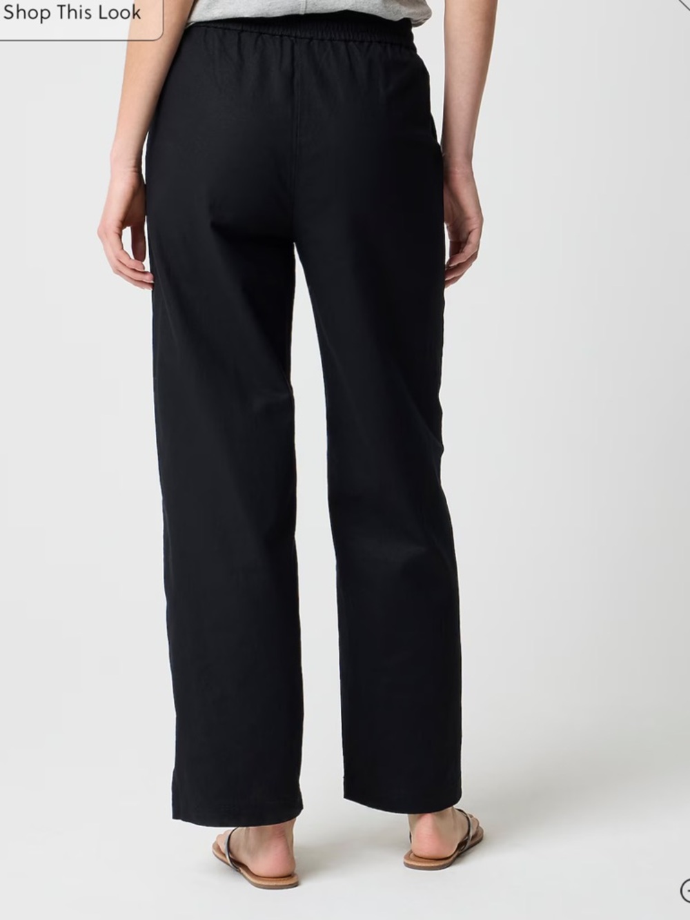 J. Crew Factory Linen Blend Slim Wide Leg Drawstring Pants - Picture 3 of 6
